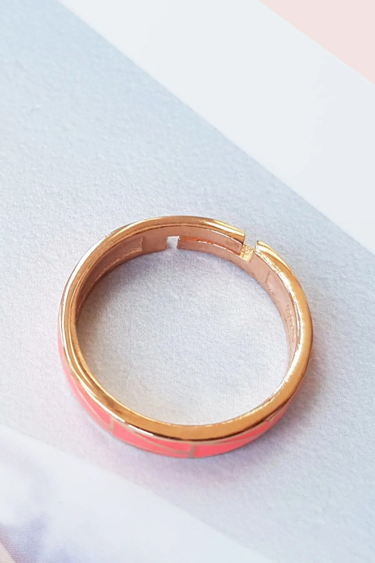 Pink Neon Geo Ring - Adjustable 926 Sterling Silver