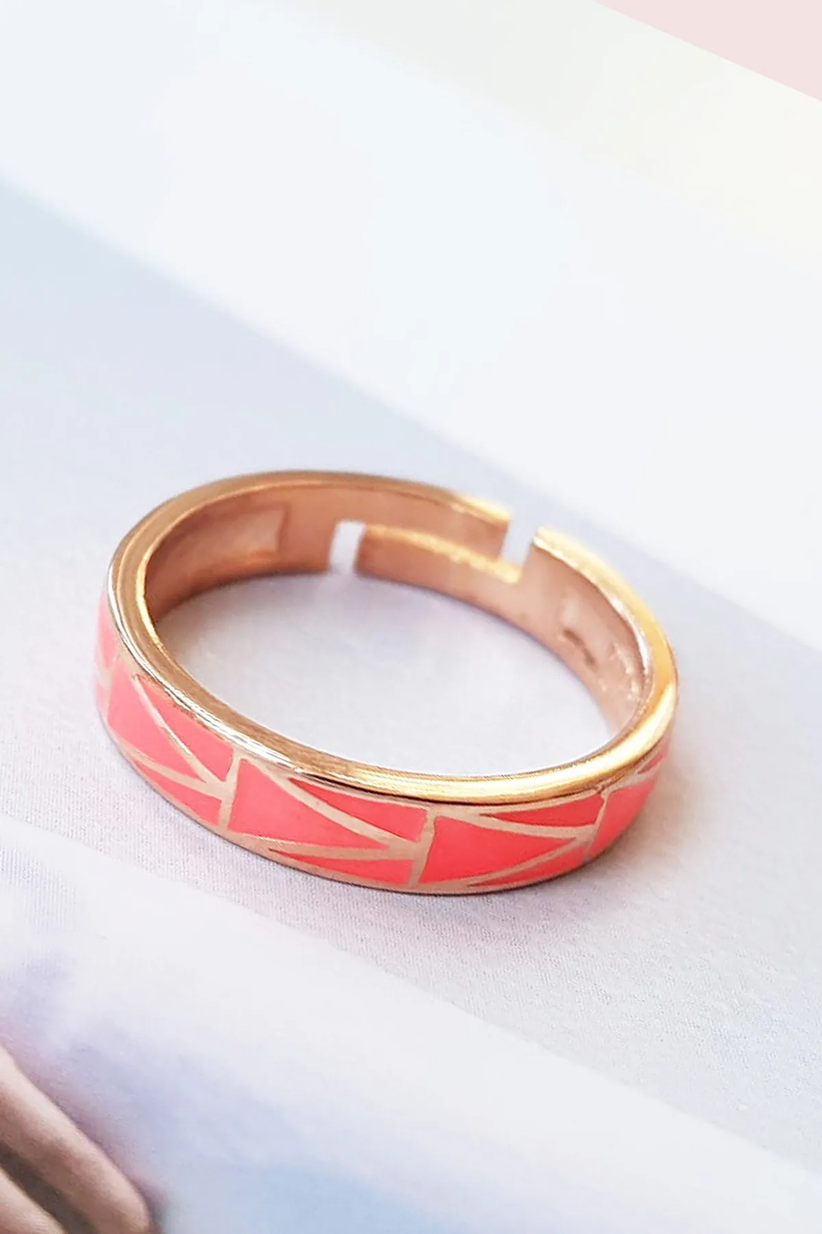 Pink Neon Geo Ring - Adjustable 926 Sterling Silver
