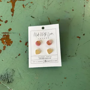 Pink Terrazzo and Heart Earrings