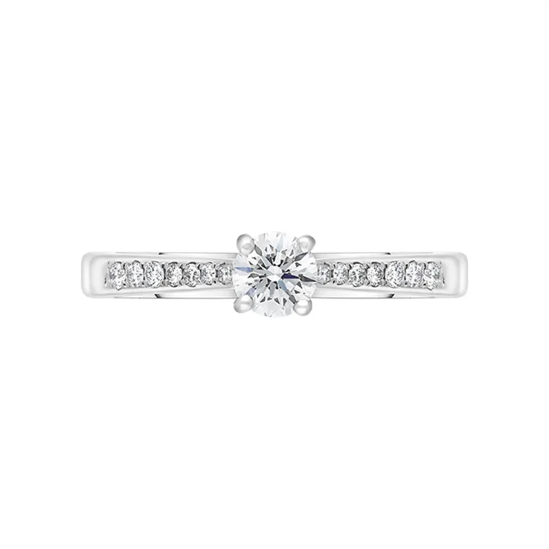 Platinum 0.43ct Diamond Solitaire Side Stone Ring