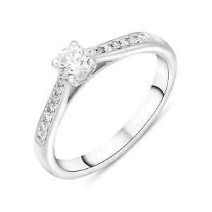 Platinum 0.43ct Diamond Solitaire Side Stone Ring