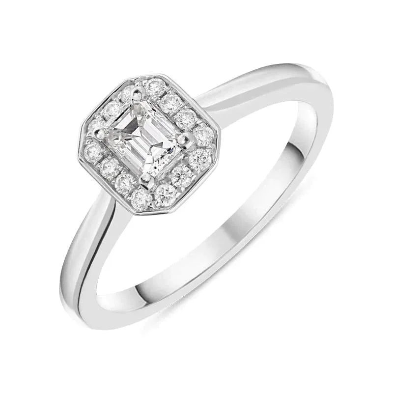 Platinum 0.46ct Diamond Cushion Halo Ring