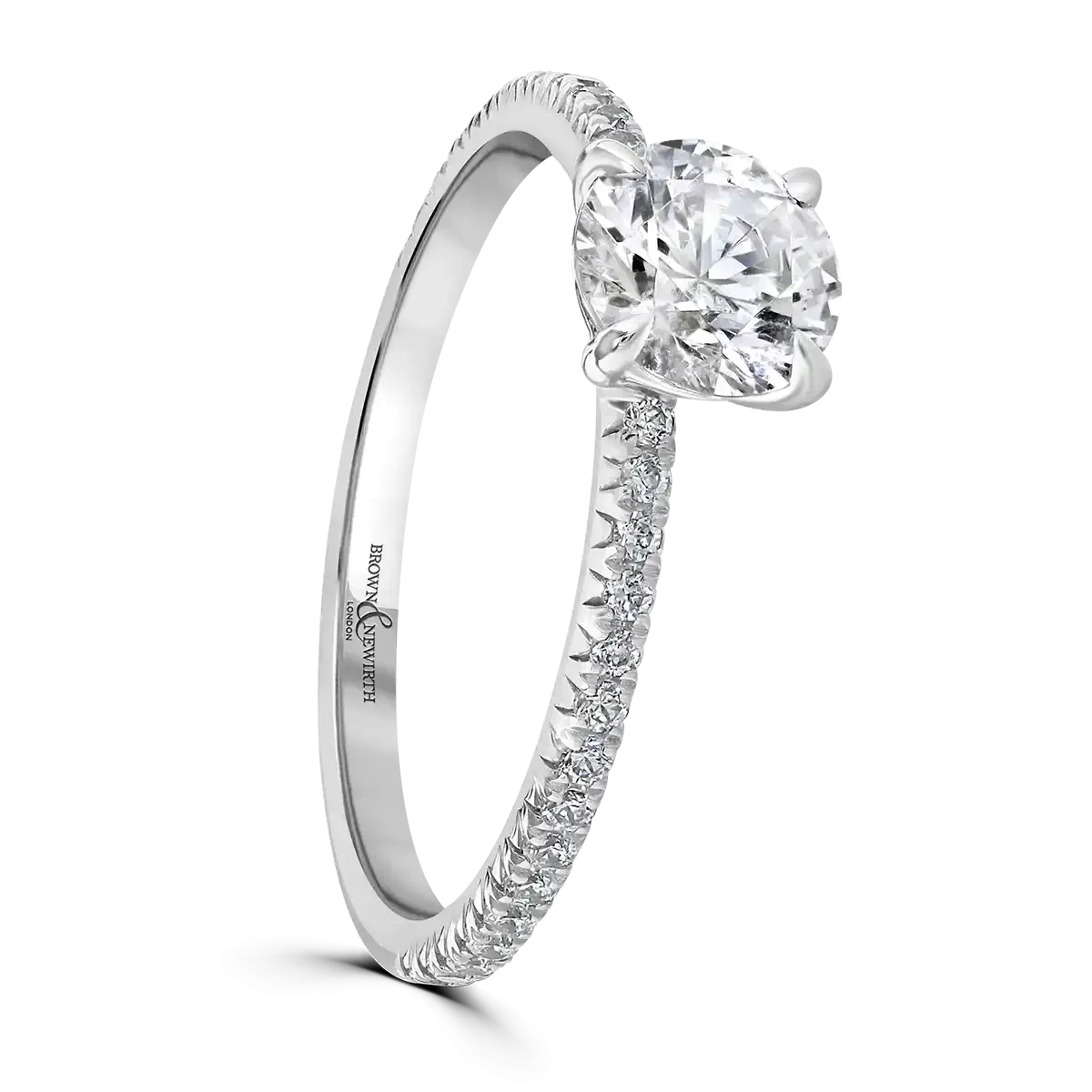 Platinum 1.5ct Round Brilliant Cut Laboratory Grown Diamond Solitaire With Diamond Shoulders