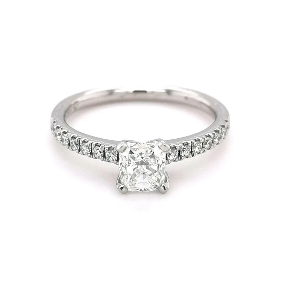Platinum Cushion Cut Diamond Ring