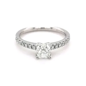 Platinum Cushion Cut Diamond Ring