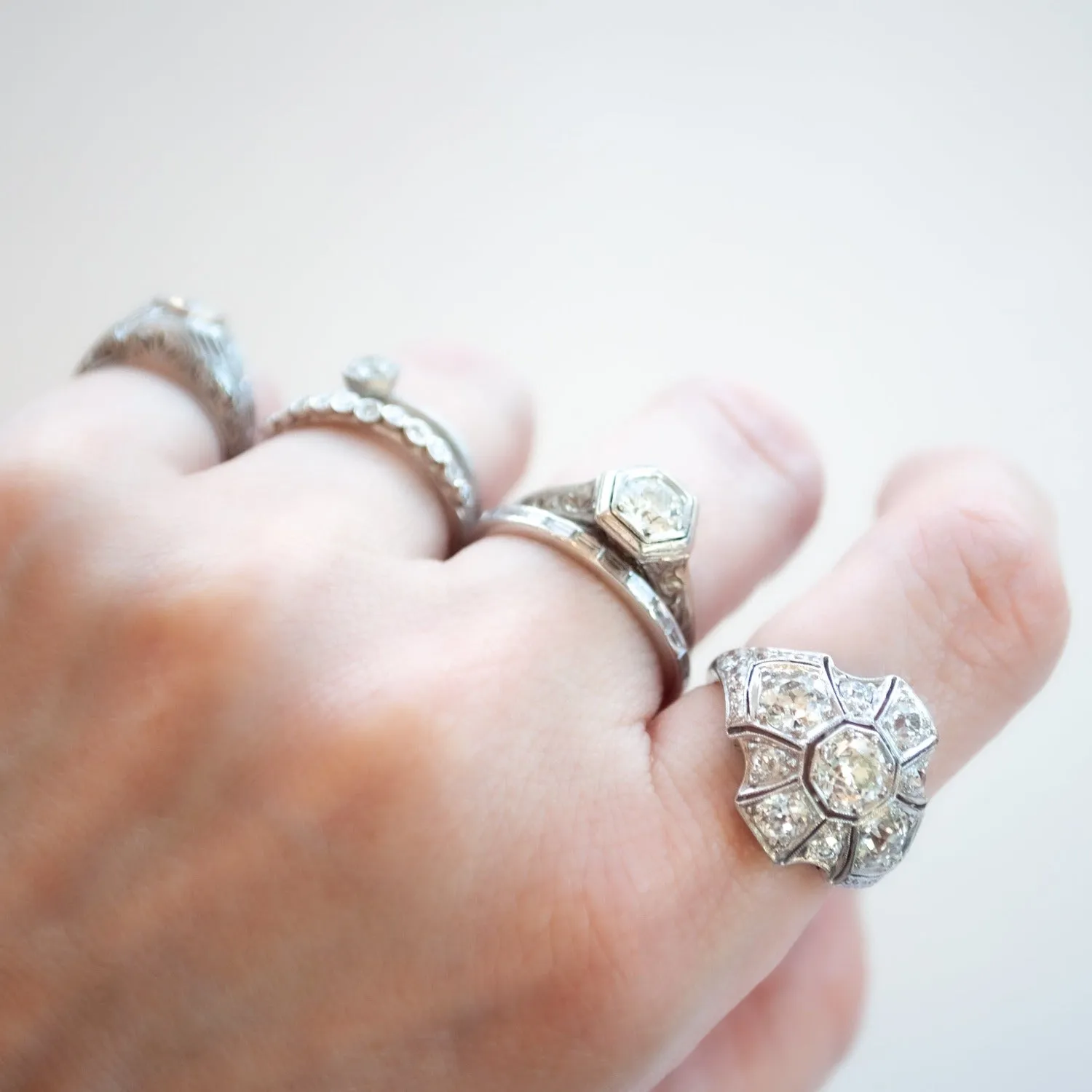 Platinum Deco Diamond Ring