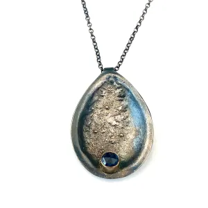 Primal Droplet Set with Rose Cut Blue Sapphire in 18K Gold and Oxidized Silver