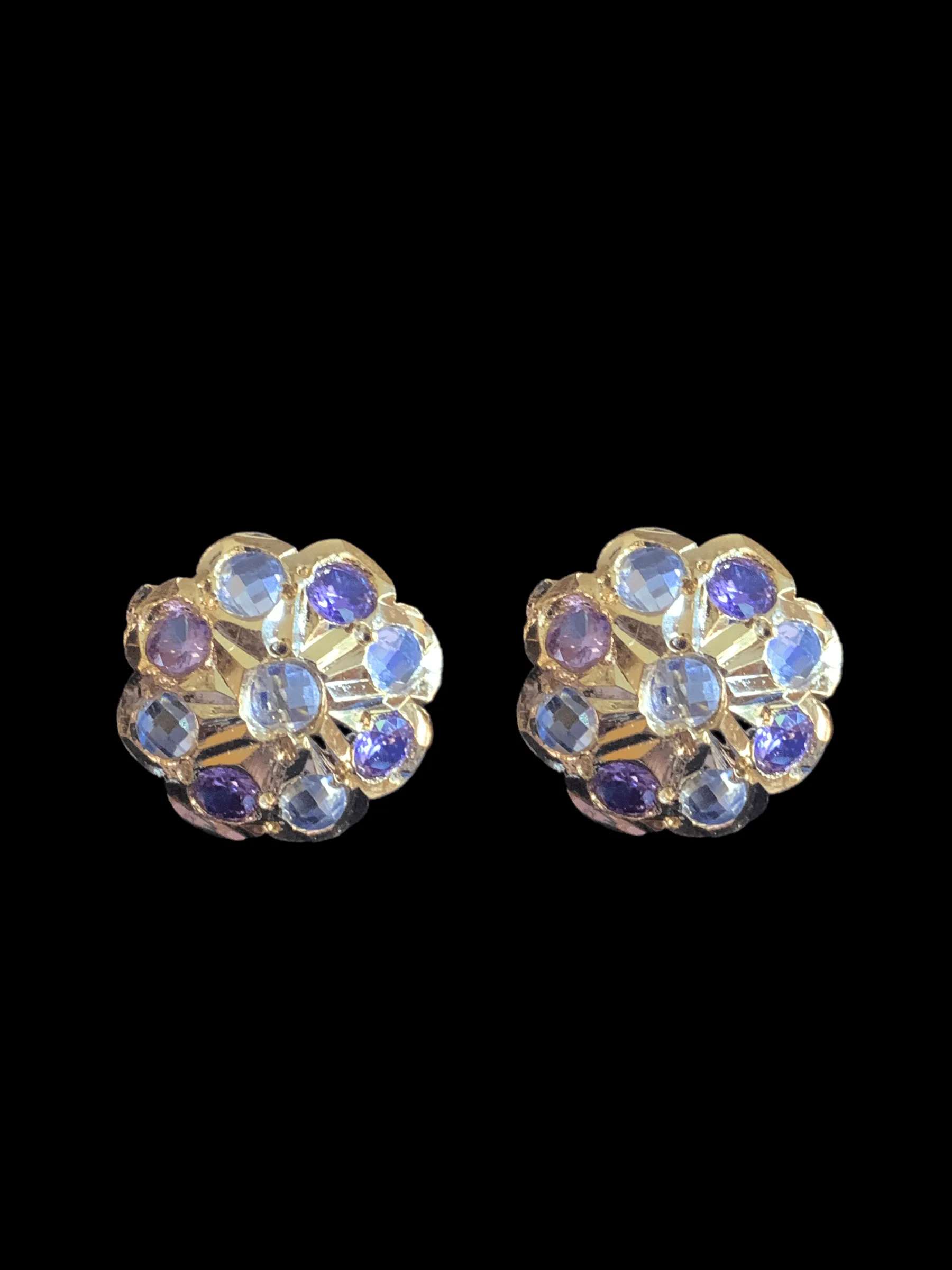 PS412 Sara hyderabadi Jadau flower pendant and earrings set in amethyst   ( READY TO SHIP )