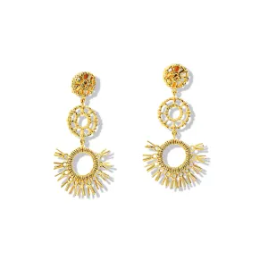 Raffia Triple Earrings Yellow Gold