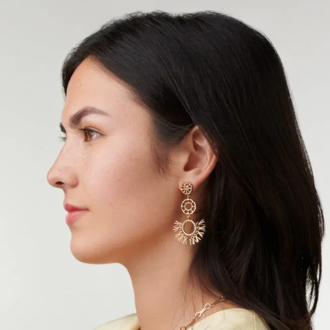 Raffia Triple Earrings Yellow Gold