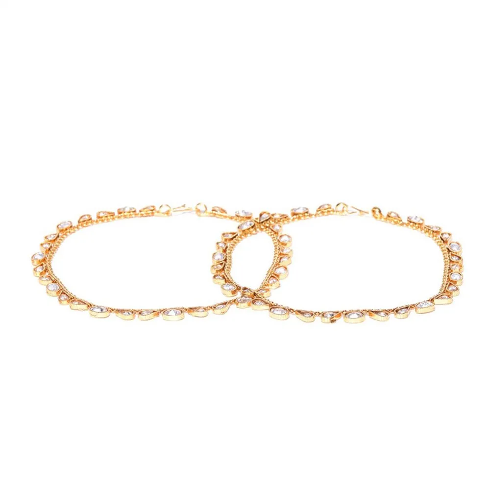 Rasmm Creations Gold Plated Austrian Stone Payal / Anklet