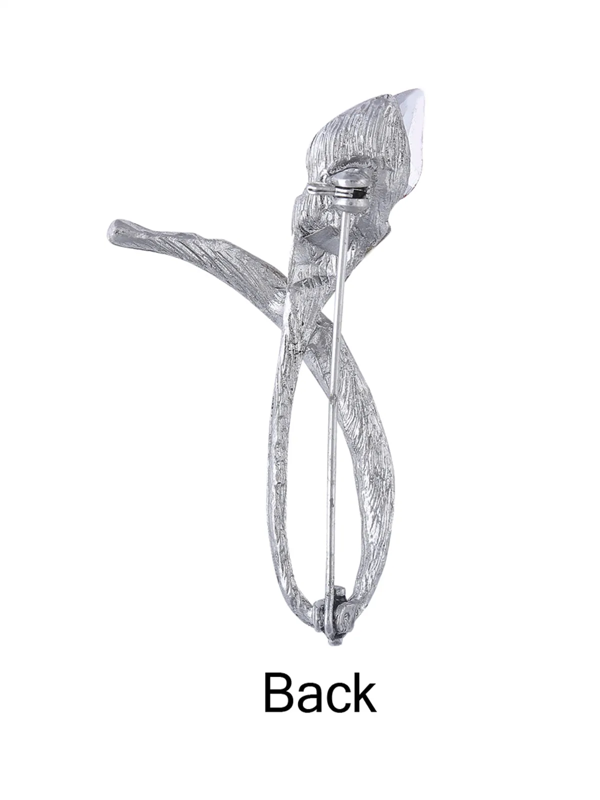 Red Rose Diamond Flower Silver Brooch Pin