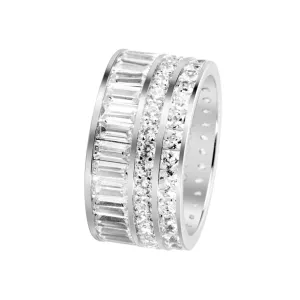 Rhodium plated 925 silver ring assembled with zirconium oxide