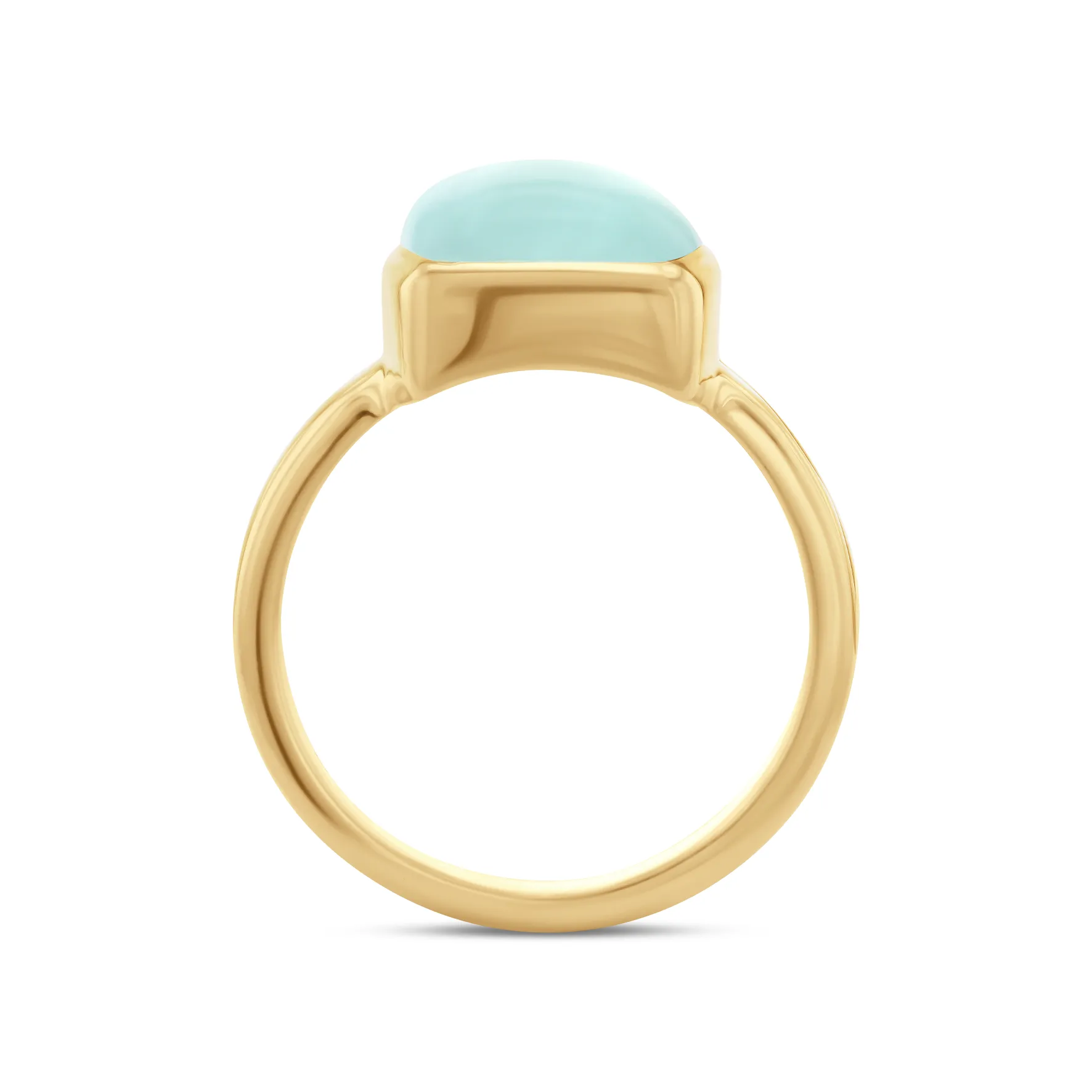 Ring in 925 Silver gilded with 18k yellow gold assembled with Aqua Chalcedony