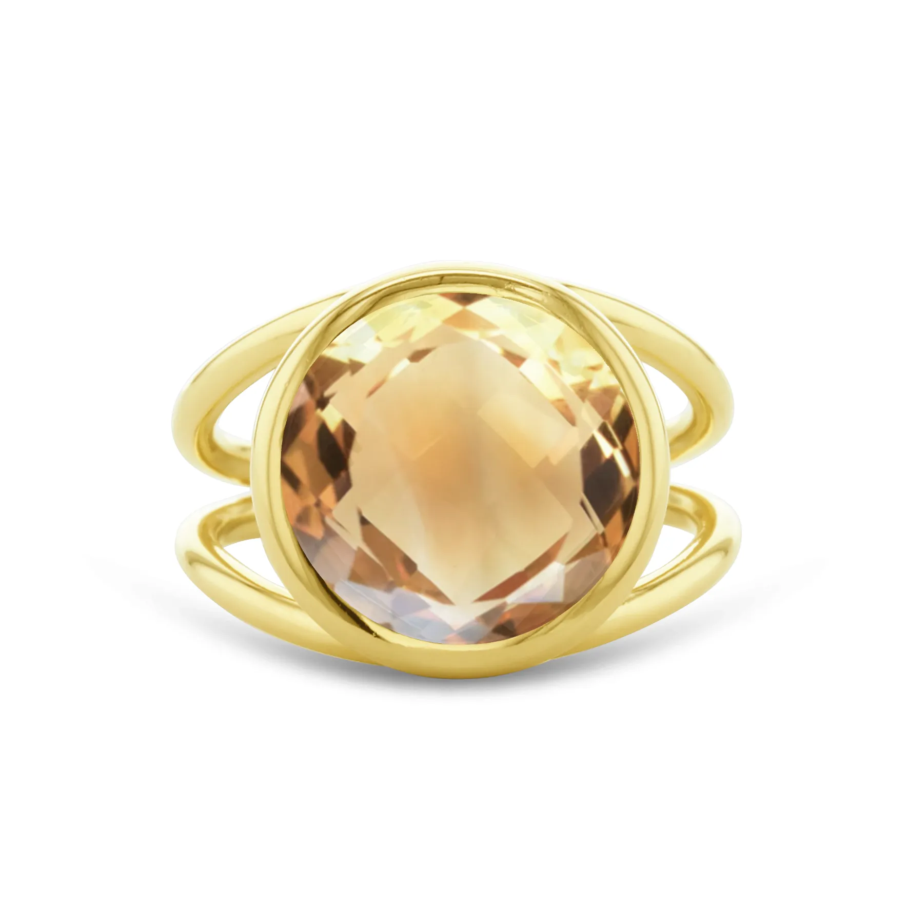 Ring in 925 Silver gilded with 18k yellow gold assembled with Citrine