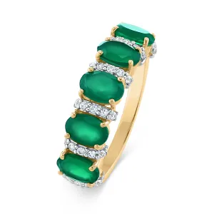 Ring in 925 silver gilded with 18k yellow gold assembled with green onyx and zirconium oxide