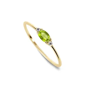 Ring in 925 Silver gilded with 18k yellow gold assembled with Peridot and Zirconium Oxide