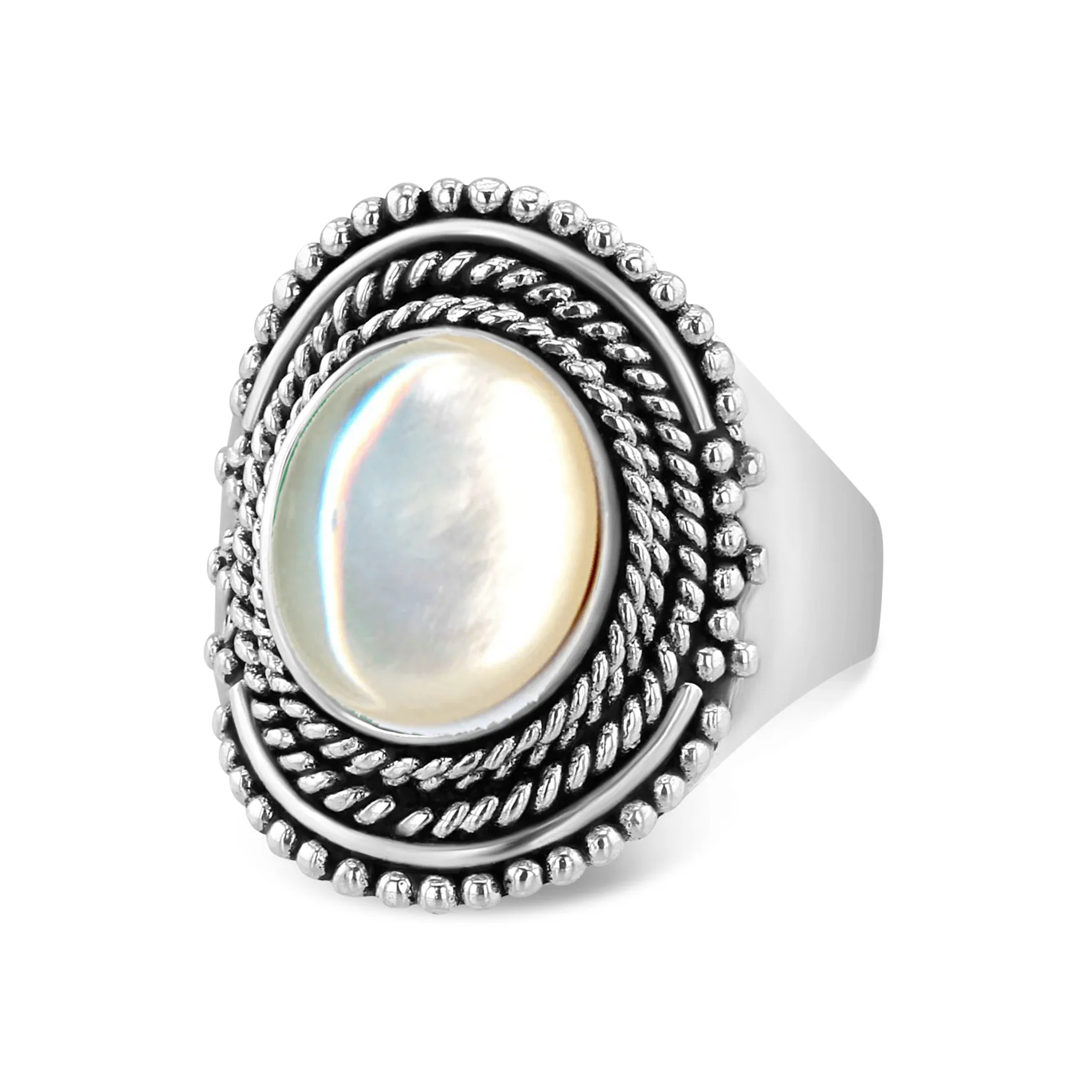 Ring in 925 Silver plated with Mother of Pearl