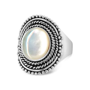 Ring in 925 Silver plated with Mother of Pearl