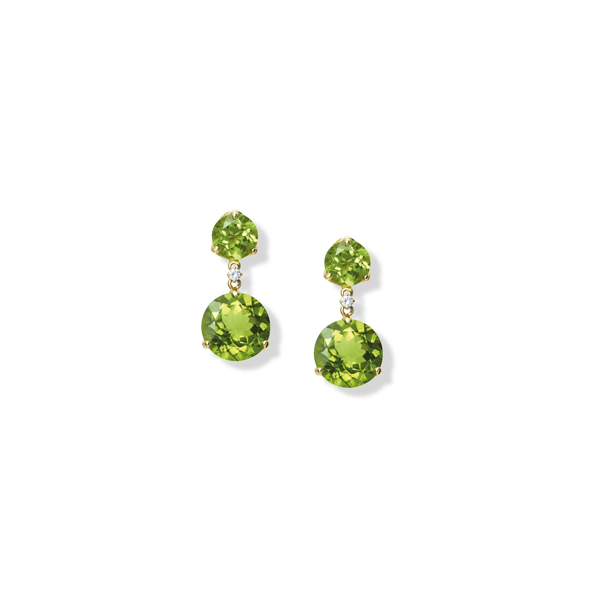 Rivi??re Double Earrings Yellow Gold - Peridot & Diamond
