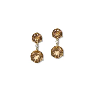 Rivi??re Double Earrings Yellow Gold - Smoky Quartz & Diamond