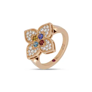 Roberto Coin 18ct Rose Gold 0.38ct Diamond & Mixed Gemstones Venetian Princess Carnival Ring