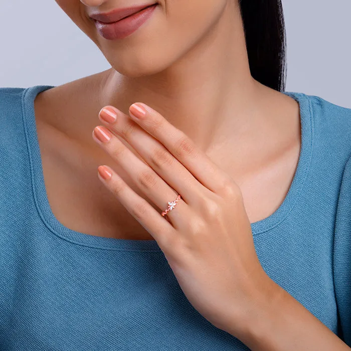 Rose Gold Bluebell Floral Ring