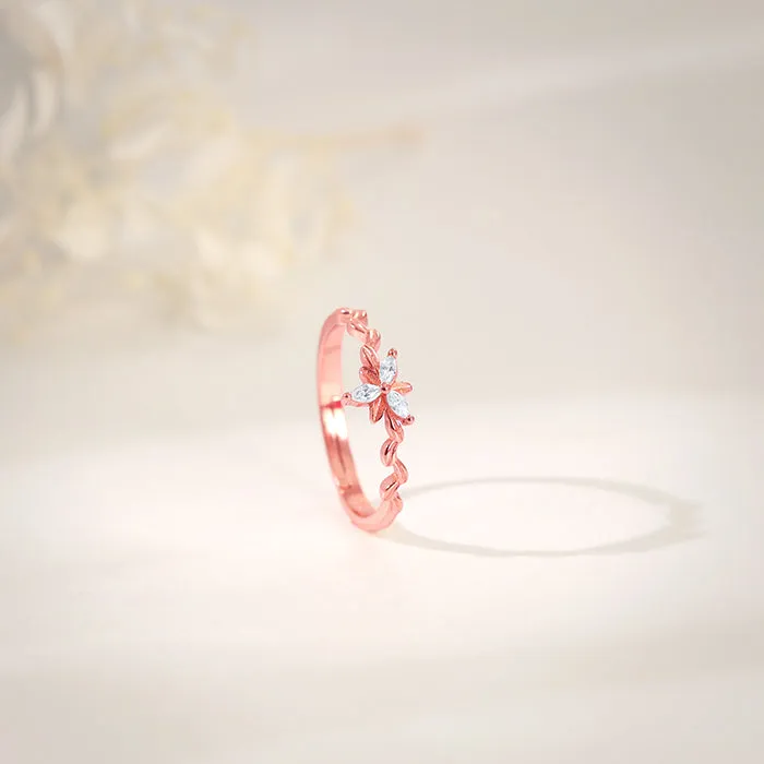 Rose Gold Bluebell Floral Ring