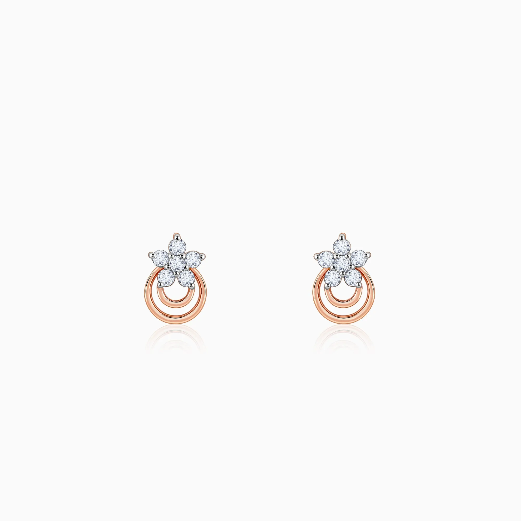 Rose Gold Cosmic Petal Diamond Studs