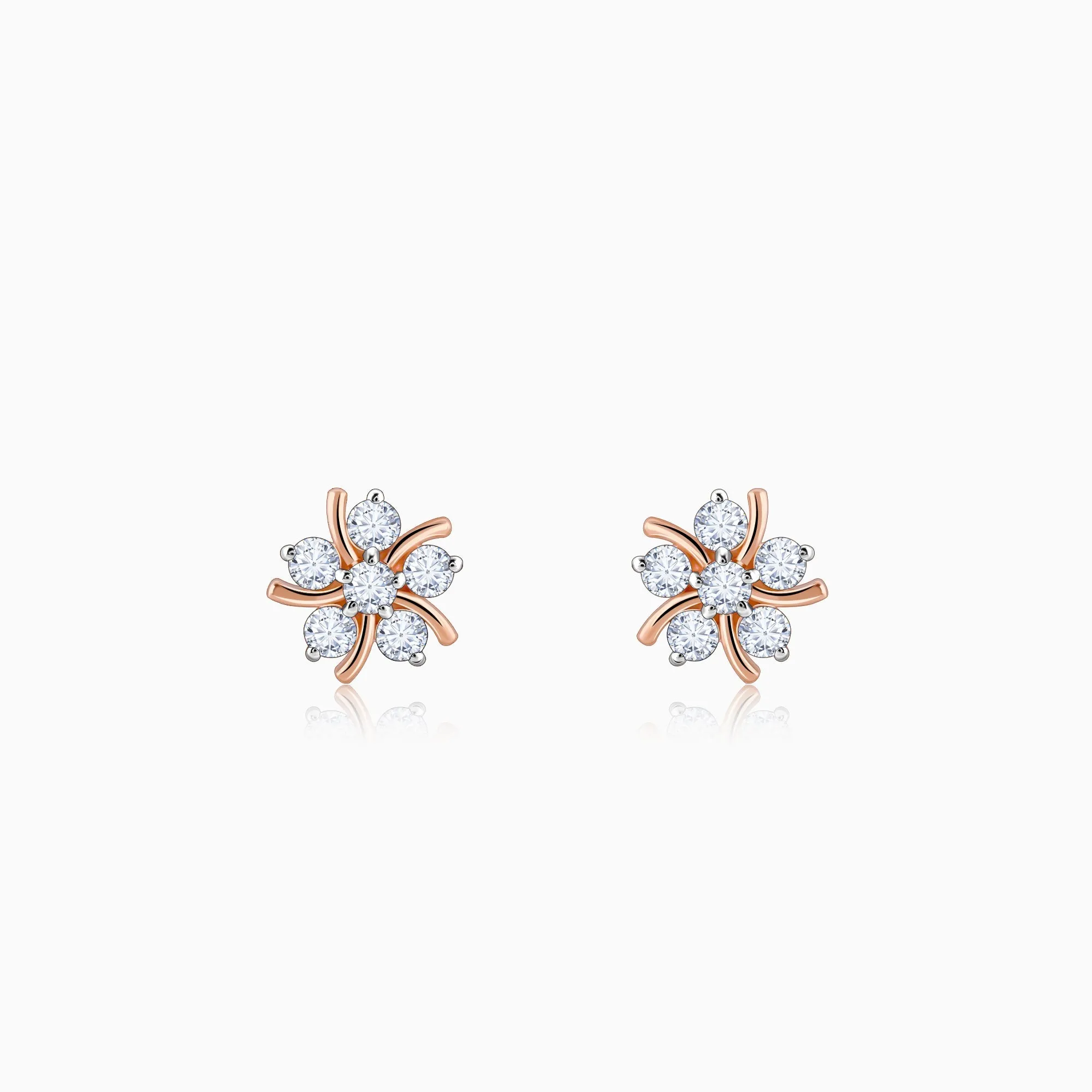 Rose Gold Elixir Solitaire Diamond Earrings