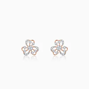 Rose Gold Floral Bae Diamond Earrings