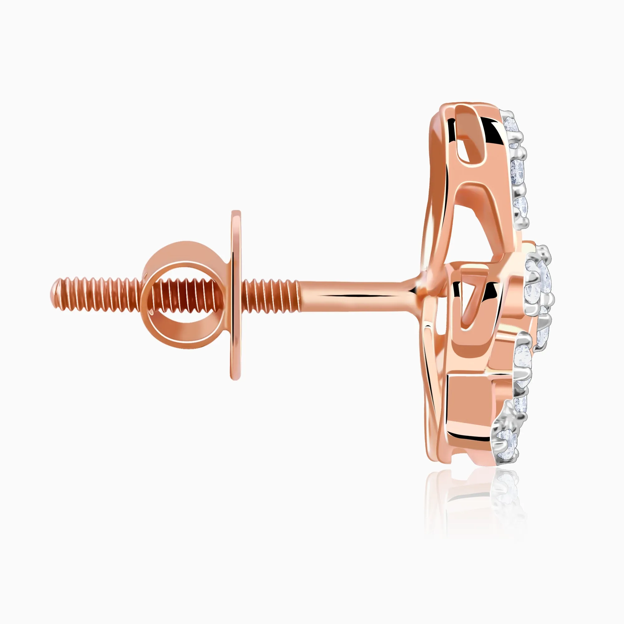 Rose Gold Floral Bae Diamond Earrings