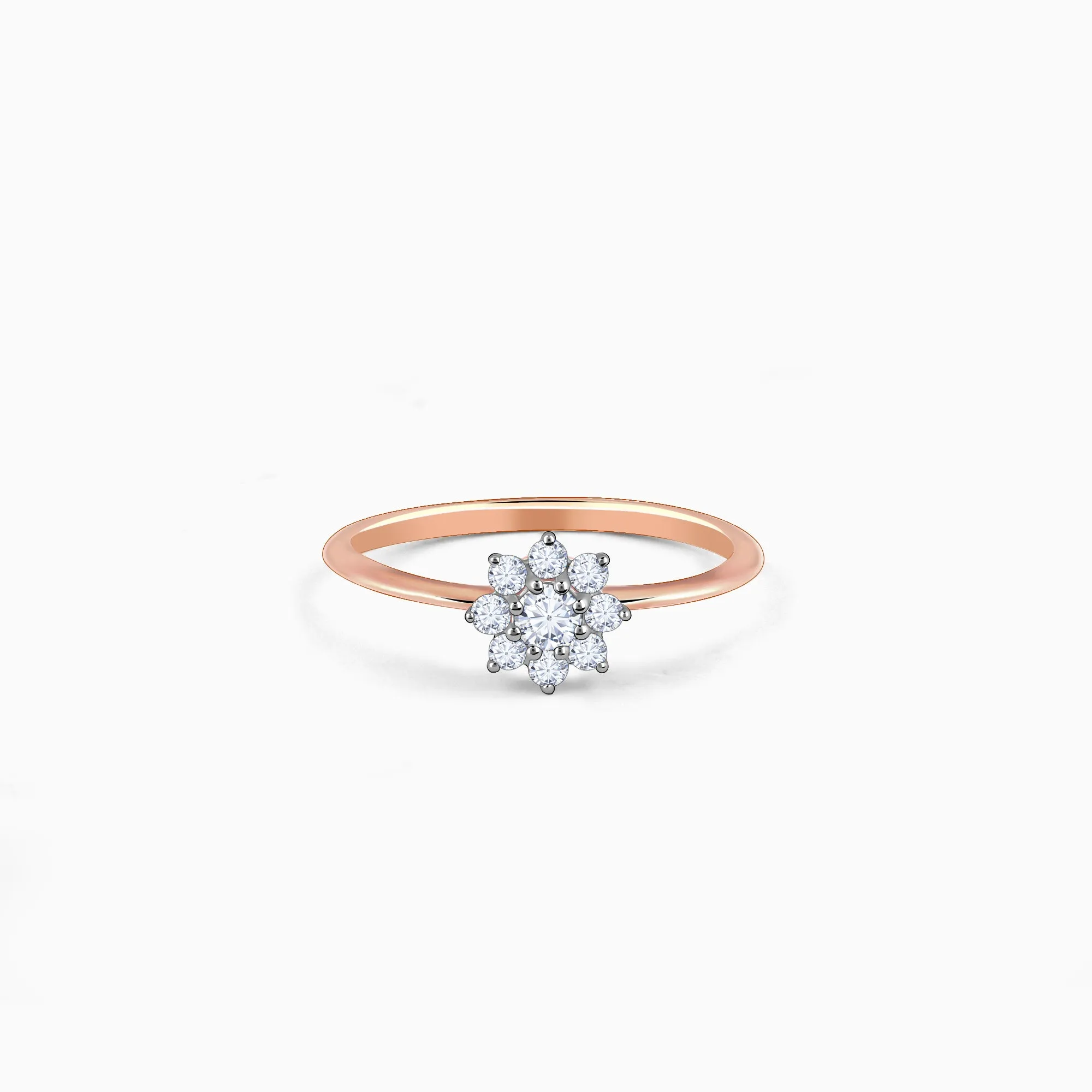 Rose Gold Floral Glisten Diamond Ring