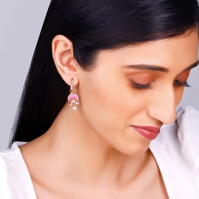 Rose Gold Hawa Mahal Earrings