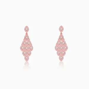 Rose Gold Peacock Feather Danglers