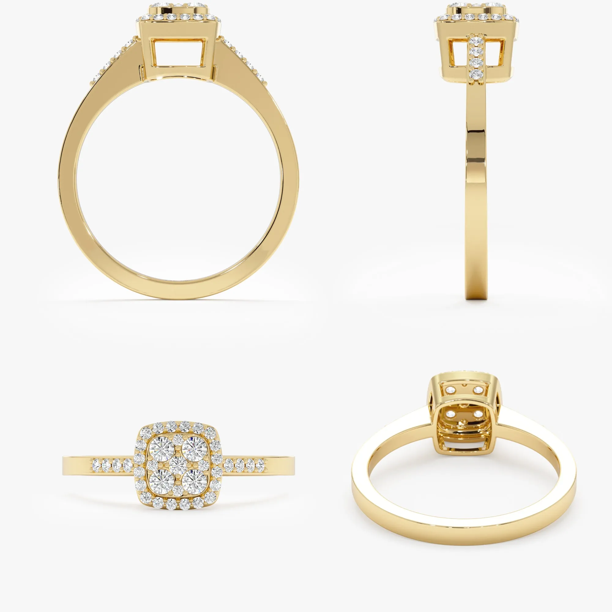 Round Diamond Cushion Engagement Ring, Arti