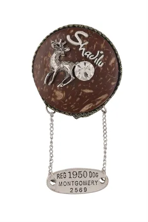Round Shape Wooden Chain Hanging Brooch