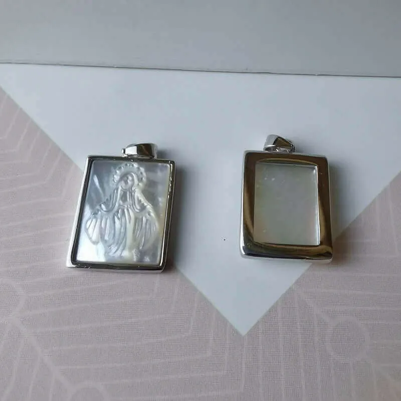 S925 White Mother of Pearl Virgin Mary Virgencita Necklace