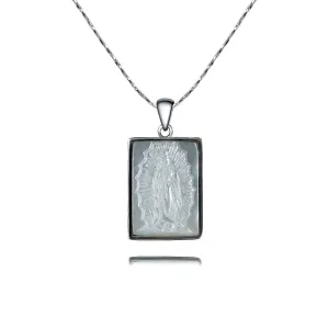 S925 White Mother of Pearl Virgin Mary Virgencita Necklace