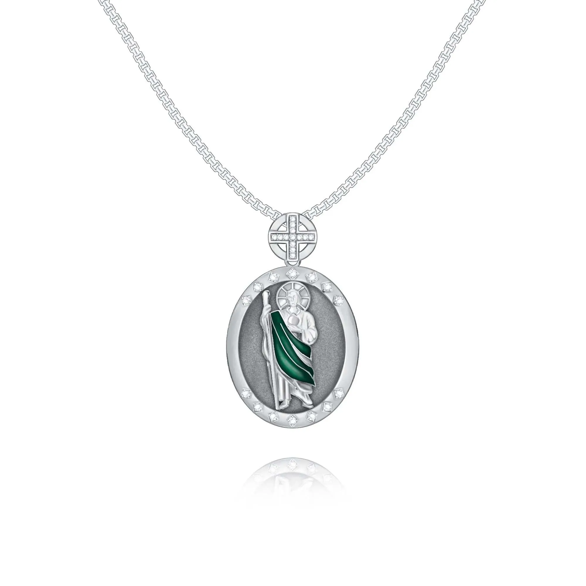 Saint Jude Necklace Silver Saint Jude Chain Religious Christian Gift