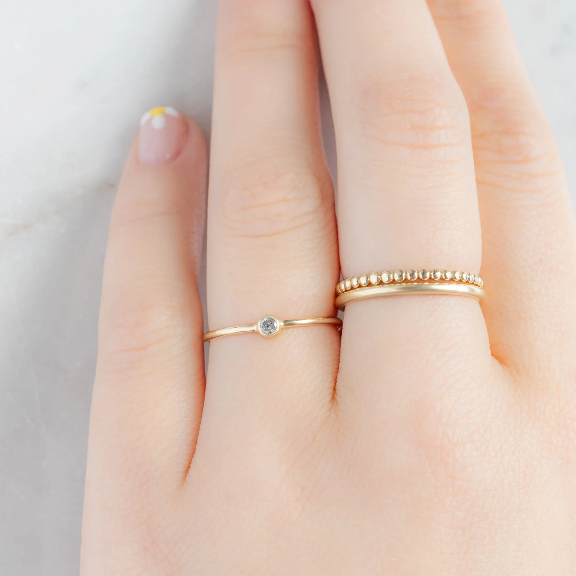 Salt and Pepper Diamond Birthstone Stacking Ring | Yellow, Rose or White Gold