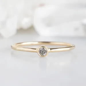 Salt and Pepper Diamond Birthstone Stacking Ring | Yellow, Rose or White Gold
