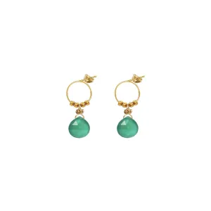 Satellite Drop Earrings Green Agate - 18k Gold