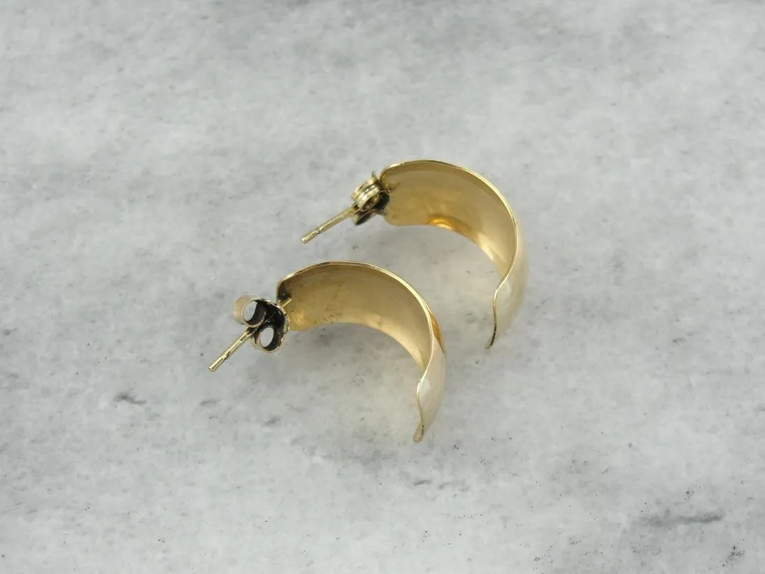 Semi Hoop Earrings in Polished Yellow Gold