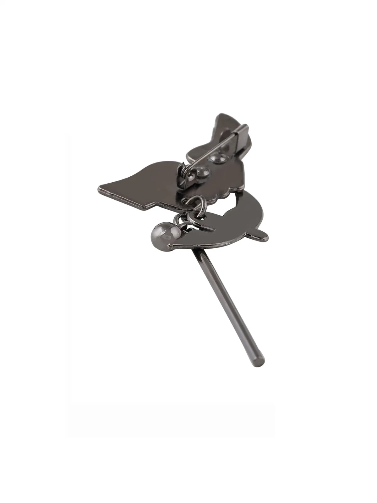 Shiny Gunmetal Keychain Design Classic Pin Brooch