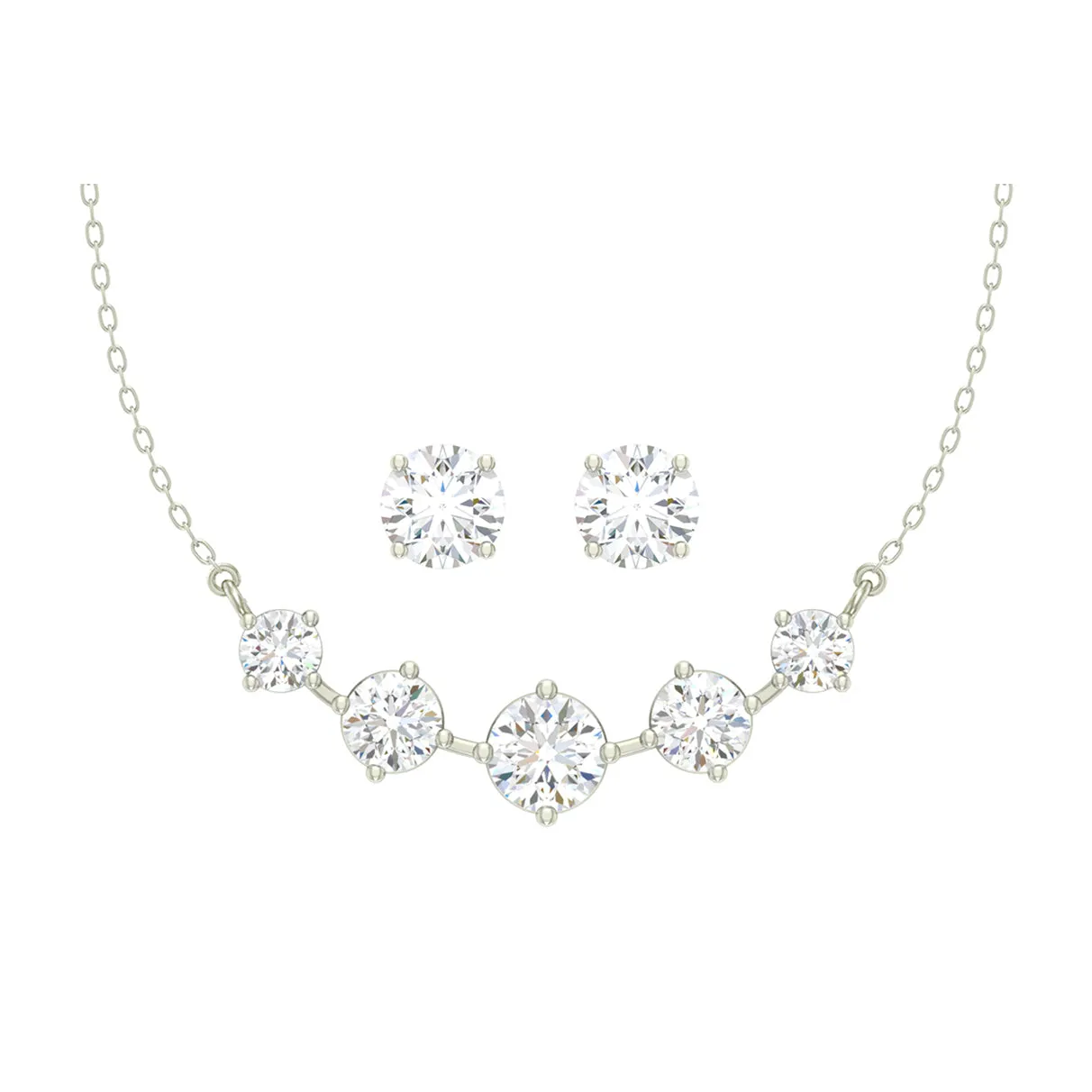 Silver 5 Stone Jewellery Set