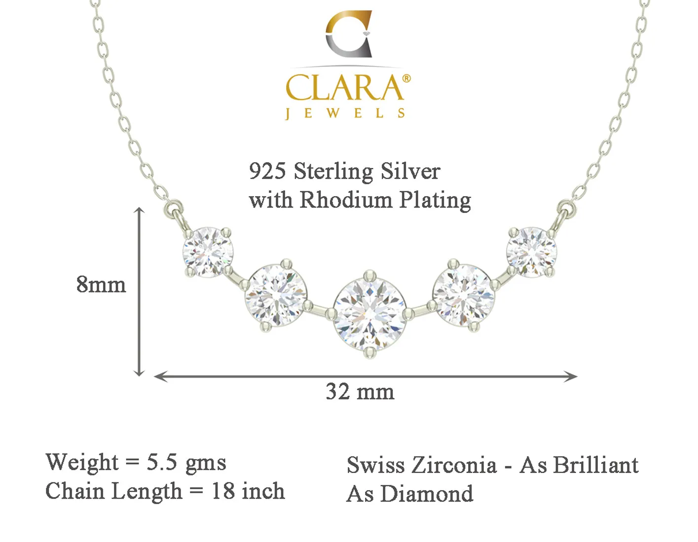 Silver 5 Stone Jewellery Set