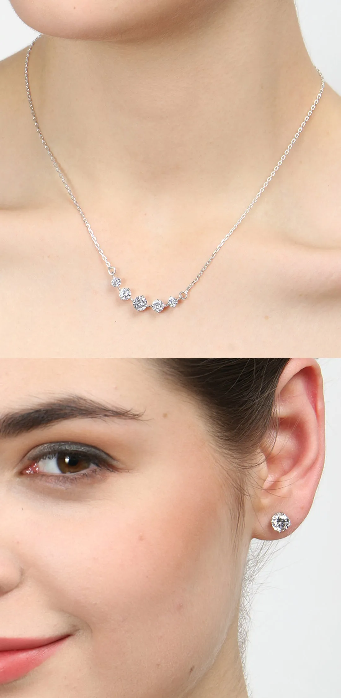 Silver 5 Stone Jewellery Set