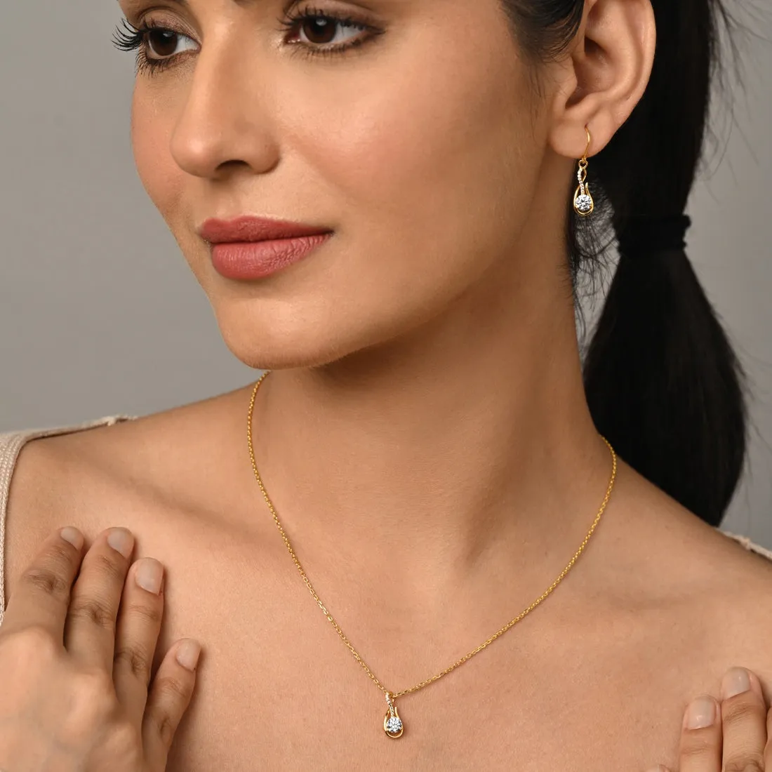 Silver Ceci Solitaire Jewellery Set