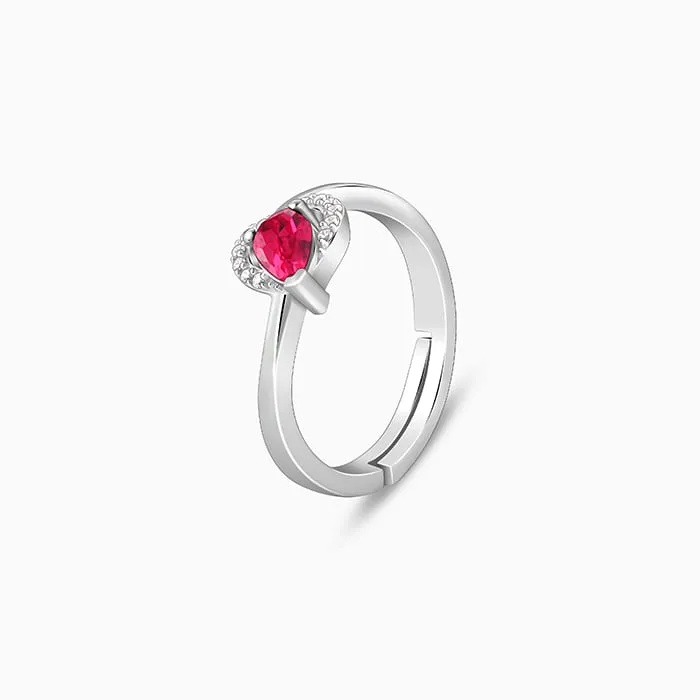 Silver Dewdrop Heart Ring